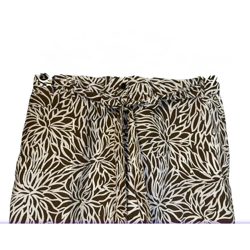 Lands End Women’s Skort Plus Sz. 22W Self Belt Pockets Brown/White